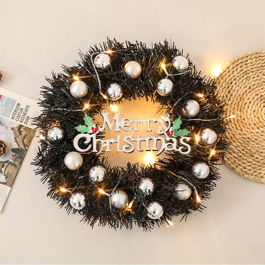 Wreath With Merry Christmas Sign,Artificial Christmas Door Wreath Decorative Shatterproof Hanging Ornament Wreath For Holiday Home Party Decorations