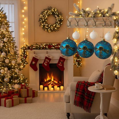 4PCS Set Christmas Glass Ball Ornaments Hanging Tree Decor Shiny Holiday Party Supplies Tree Decorations FBA Shipment