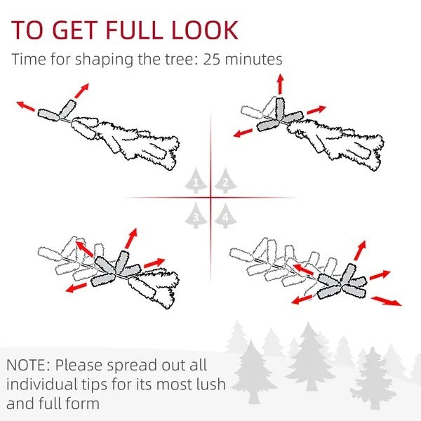 6ft Pencil Christmas Tree, Flocked Tree With 479 Branch Tips And Metal Base For Home, Indoor, Holiday