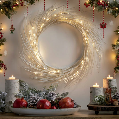 24 Inch Christmas Wreath With LED Lights Battery Operated Front Door Decorations For Indoor Outdoor Festive Holiday Garland FBA Shipment
