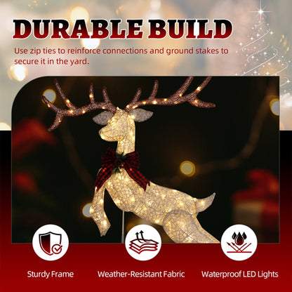 5FT Lighted Jumping Reindeer Christmas Decorations, Pre-lit Holiday Decor With Warm White LED Lights For Xmas Outdoor Indoor Decor Lighted Holiday Displays