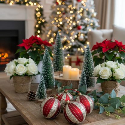 4PCS Set  Christmas Glass Ball Ornaments Holiday Tree Hanging Decorations Party Decor Supplies FBA Shipment