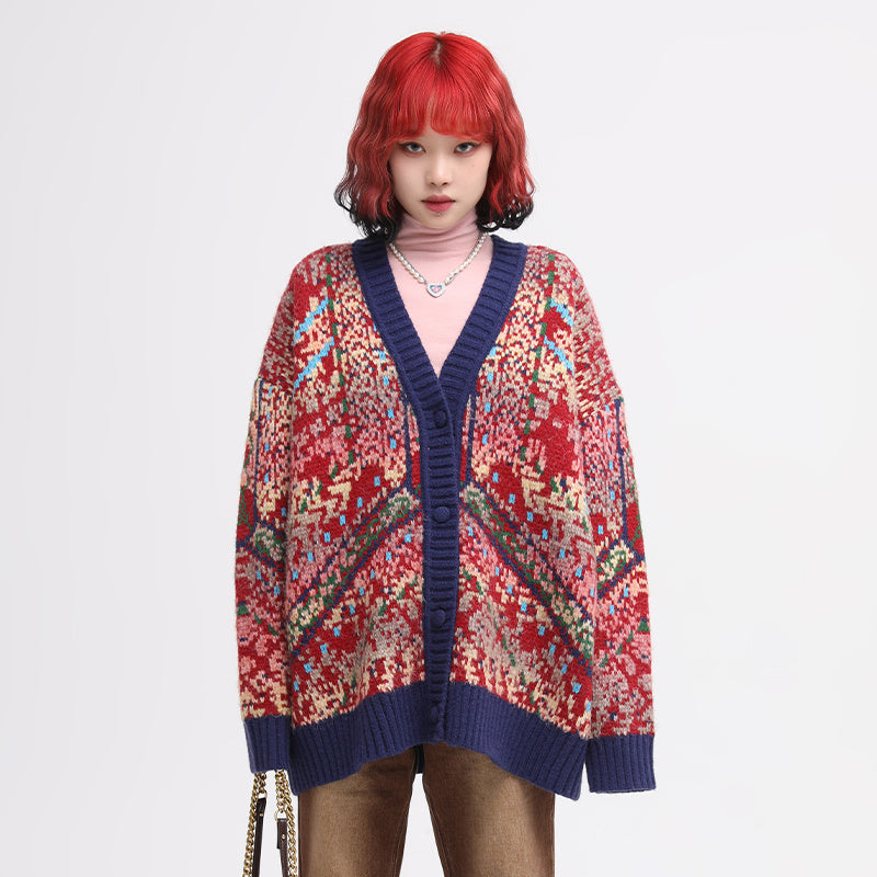 Christmas Vintage Green Orchid Knit Sweater