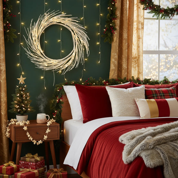 24 Inch Christmas Wreath With LED Lights Battery Operated Front Door Decorations For Indoor Outdoor Festive Holiday Garland FBA Shipment