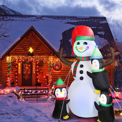 1Pc 5.9FT Christmas Inflatable Outdoor Decoration Snowman Penguin Blow Up Yard Decoration With LED Light Built-in Air Blower For Winter Holiday Xmas Garden