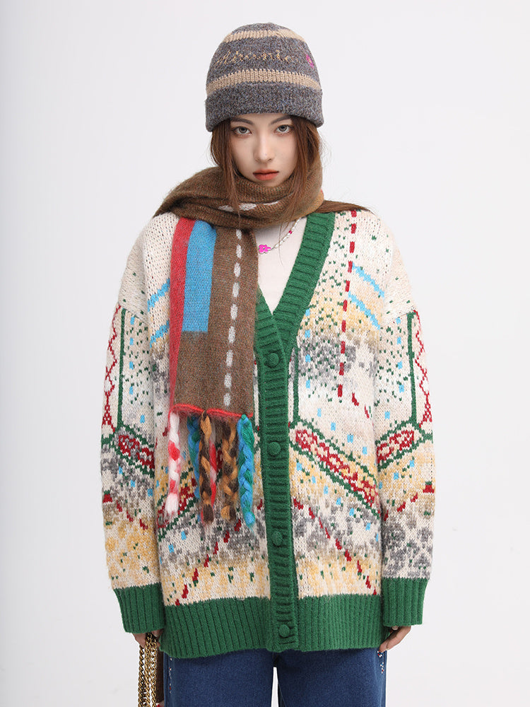 Christmas Vintage Green Orchid Knit Sweater