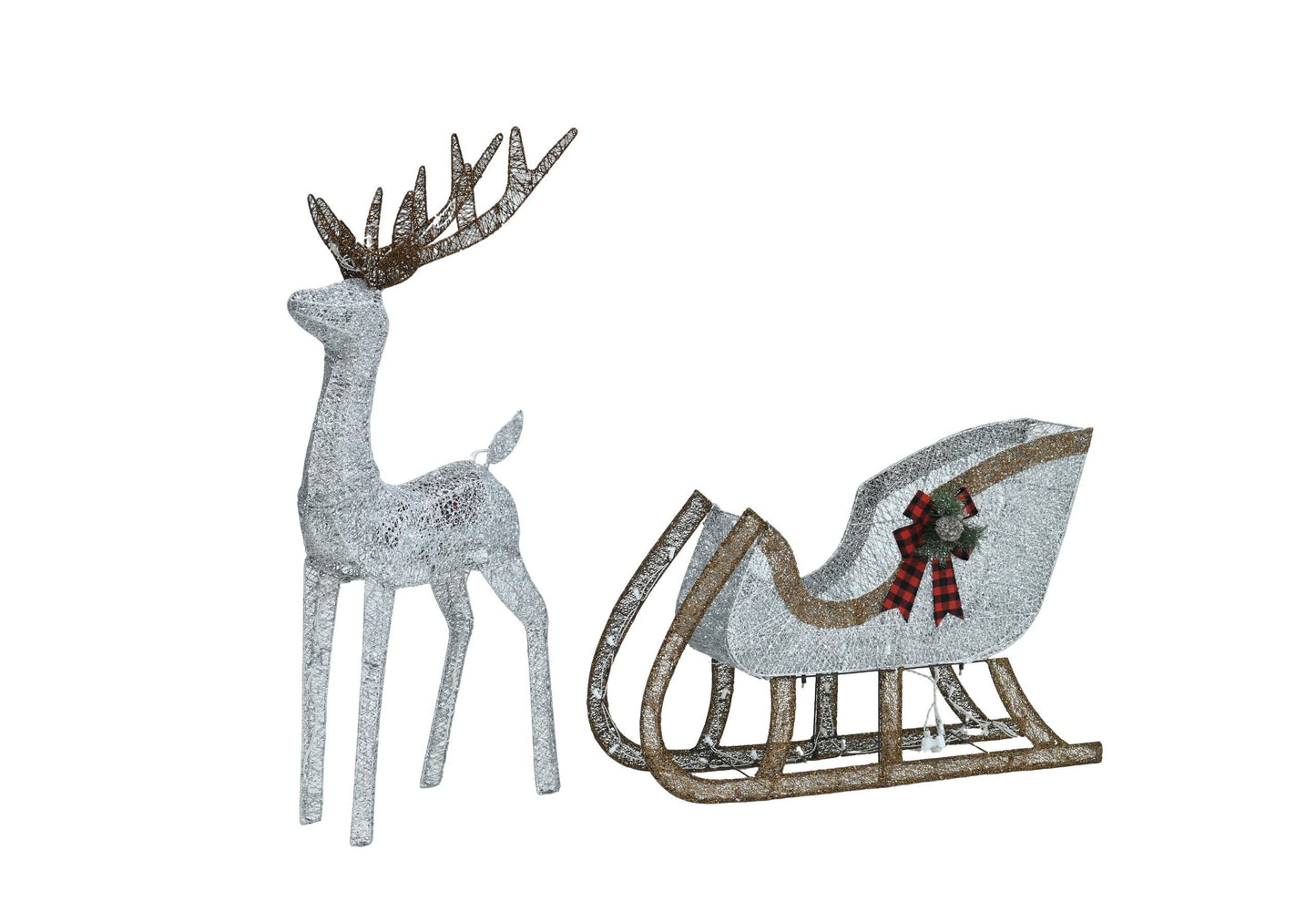 48-inch Christmas Reindeer And 38-inch Sleigh Decorations Create A Festive Atmosphere, Suitable For Indoor And Outdoor Scenes, A Must-have For Christmas
