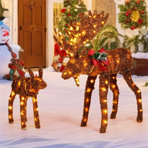 2-piece Set Lit Moose Christmas Decoration With LED Lights