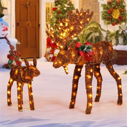 2-piece Set Lit Moose Christmas Decoration With LED Lights