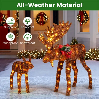 2-piece Set Lit Moose Christmas Decoration With LED Lights
