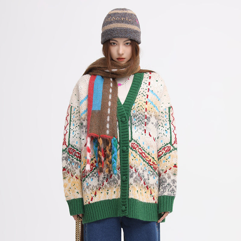 Christmas Vintage Green Orchid Knit Sweater