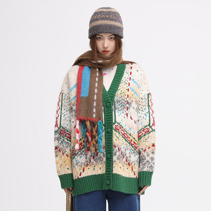 Christmas Vintage Green Orchid Knit Sweater