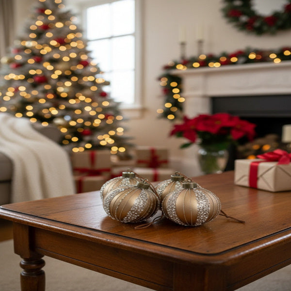 4PCS Set Christmas Glass Ball Ornaments Holiday Tree Hanging Decorations Party Decor Supplies FBA Shipment