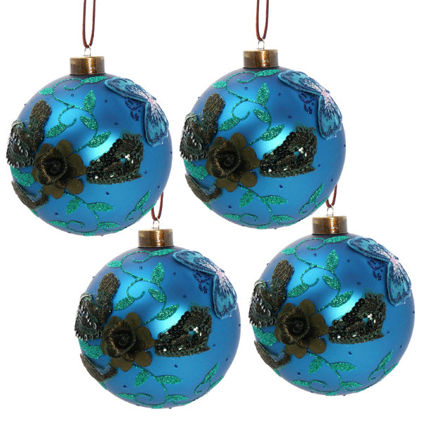 4PCS Set Christmas Glass Ball Ornaments Hanging Tree Decor Shiny Holiday Party Supplies Tree Decorations FBA Shipment