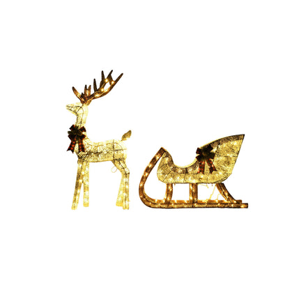48-inch Christmas Reindeer And 38-inch Sleigh Decorations Create A Festive Atmosphere, Suitable For Indoor And Outdoor Scenes, A Must-have For Christmas