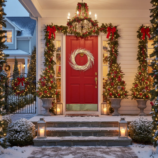 24 Inch Christmas Wreath With LED Lights Battery Operated Front Door Decorations For Indoor Outdoor Festive Holiday Garland FBA Shipment