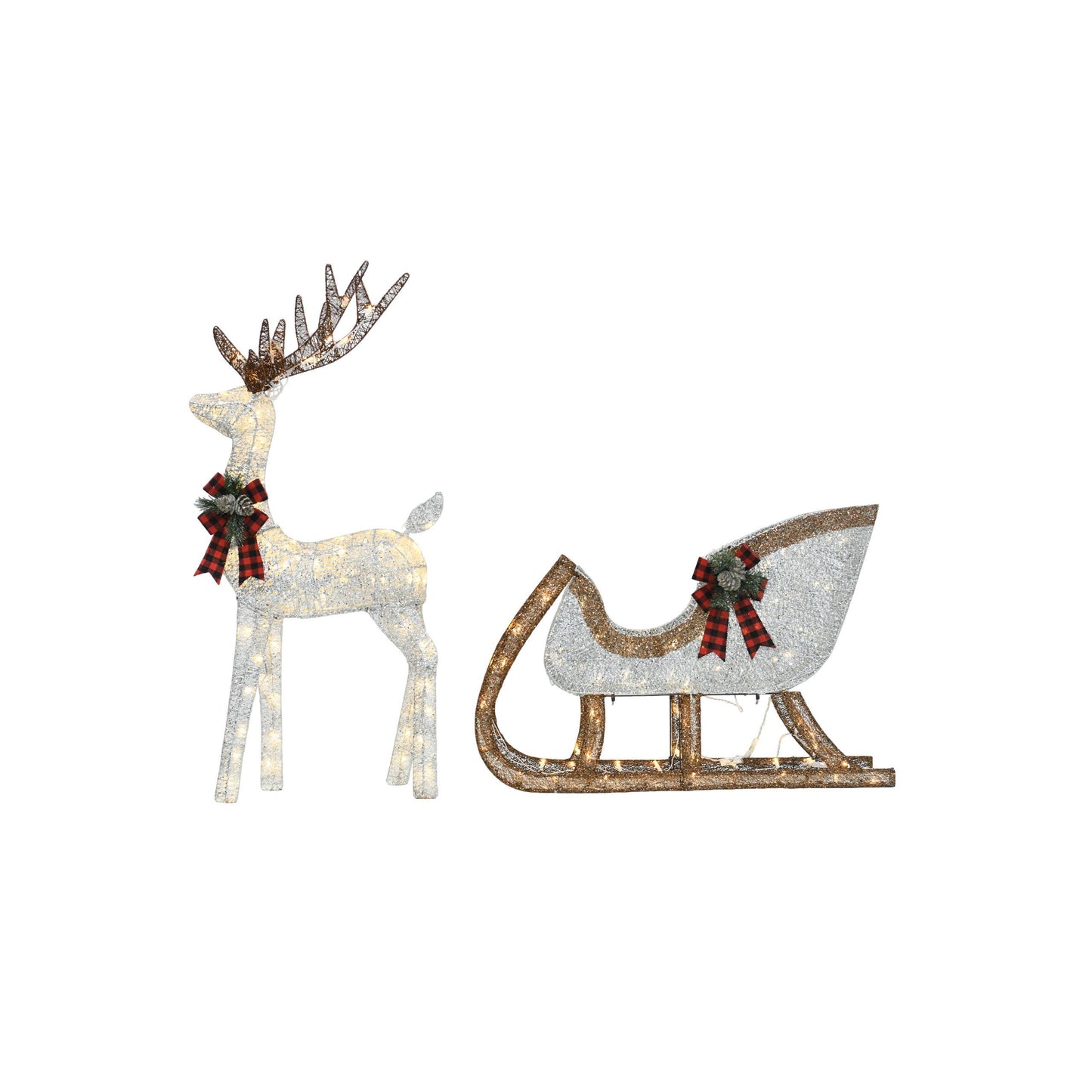 48-inch Christmas Reindeer And 38-inch Sleigh Decorations Create A Festive Atmosphere, Suitable For Indoor And Outdoor Scenes, A Must-have For Christmas