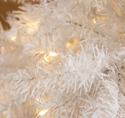 6ft White Christmas Tree Pre Lit PVC With Metal Stand 250 Warm White LED Tips For Home Decoration