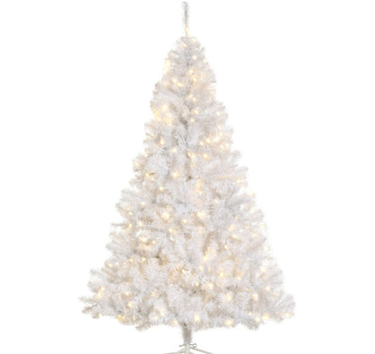 6ft White Christmas Tree Pre Lit PVC With Metal Stand 250 Warm White LED Tips For Home Decoration