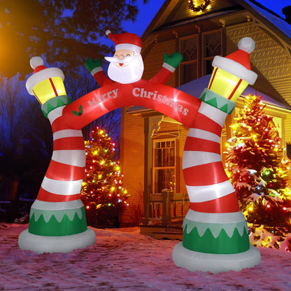 8.9ft Christmas Arch, 7 LED Lights, Drawstring Pockets, Christmas Inflatable Arch