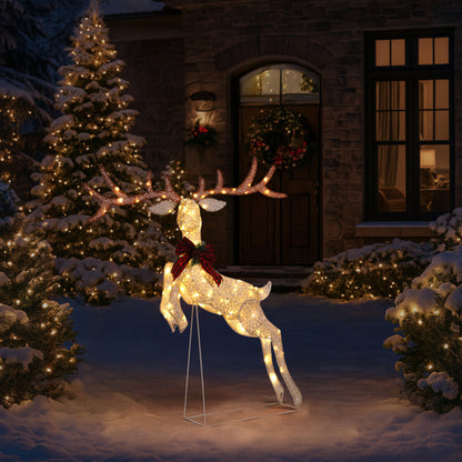 5FT Lighted Jumping Reindeer Christmas Decorations, Pre-lit Holiday Decor With Warm White LED Lights For Xmas Outdoor Indoor Decor Lighted Holiday Displays