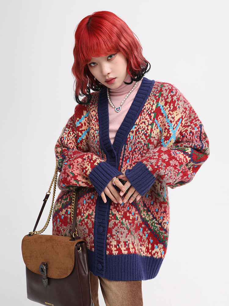 Christmas Vintage Green Orchid Knit Sweater