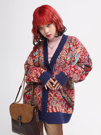 Christmas Vintage Green Orchid Knit Sweater